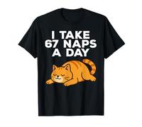 I Take 67 Naps A Day Funny Cat Six Seven Meme T-Shirt