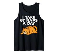 I Take 67 Naps A Day Funny Cat Six Seven Meme Tank Top
