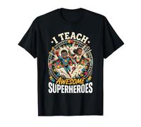 I Teach Awesome Super Heroes SPED Teacher Puzzle Piece Cape T-Shirt