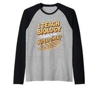 I Teach Biology What's Your Superpower Raglan Baseball Tee