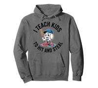 I Teach Kids To Hit And Steal Funny Baseball Softball Coach Pullover Hoodie