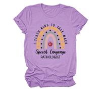 I Teach Kids to Talk Back Crew Neck T-Shirt Speech Therapist Graphic T-Shirts for SLP Teacher Pullover Sexy, purple, 3XL