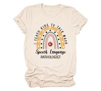 I Teach Kids to Talk Back Crew Neck T-Shirt Speech Therapist Graphic T-Shirts for SLP Teacher Pullover Sexy, beige, 3XL