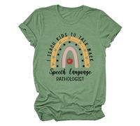 I Teach Kids to Talk Back Crew Neck T-Shirt Speech Therapist Graphic T-Shirts for SLP Teacher Pullover Sexy, Green, 3XL