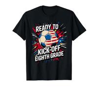 I Teach Ready KICK Off Eighth Grade Soccer First Day Value Graphic T-Shirt, Men, Black, M