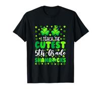 I Teach The Cutest 5th Grade Shamrocks Patrick's Day Teacher T-Shirt