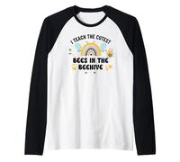 I Teach The Cutest Bees in The Bee Hive Pre School Teacher Raglan Baseball Tee