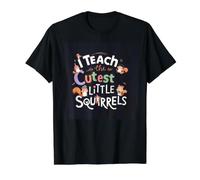 I Teach The Cutest Little Squirrels Cute Fun Teacher School Value Graphic T-Shirt, Men, Black, L