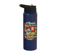 I Teach Tiny Humans to Read Reading Teacher Humor Stainless Steel Insulated Water Bottle