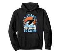 I Teach Tiny Humans To Swim Retro Wavy Swimming Coach Pullover Hoodie