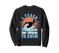I Teach Tiny Humans To Swim Retro Wavy Swimming Coach Sweatshirt