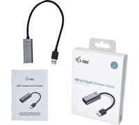 i-tec USB 3.0 Metal Gigabit Ethernet Adapter, 1x USB 3.0 to RJ-45, 10/100/1000 Mbps, LED, for laptop tablet PC, Windows Mac Linux Android, Space Grey colour