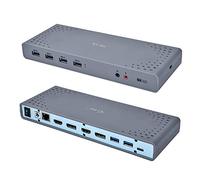 i-tec USB 3.0 / USB-C 5K Universal Dual Docking Station 2x 4K 60Hz Video 2x HDMI 2x Display Port 1x Ethernet 6x USB 3.0 1x Audio/Mikrofon Jack ON/OFF Schalter Kensington Lock für Notebooks,Black