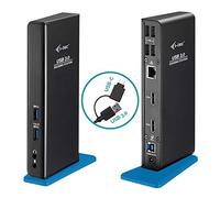 i-tec USB 3.0/USB-C Dual Docking Station for Tablets und Notebooks - 2x HDMI Full HD+, 4x USB 2.0, 2x USB 3.0, Gigabit Ethernet, Audio/Mic, Compatible with Windows, macOS, Linux Black