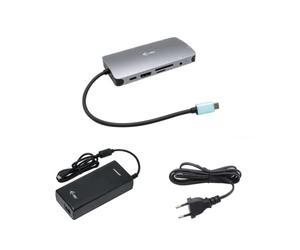 i-tec USB-C 4K Metal Nano Docking Station with 100 W Power Supply - 1x HDMI 1x VGA 1x GLAN 1x USB-C 3x USB 3.1 1x SD/MicroSD 1x Audio for Windows MacOS Android ChromeOS