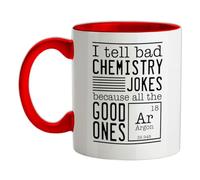 I Tell Bad Chemistry Jokes Funny - 11oz - Ceramic Two-Tone Mug for Coffee/Tea - Red/White - One Size