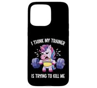 I Think My Trainer Is Trying To Kill Me Funny Unicorn Gym Case for iPhone 15 Pro Max