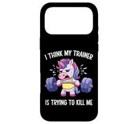 I Think My Trainer Is Trying To Kill Me Funny Unicorn Gym Case for iPhone 17 Pro Max