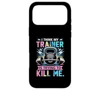 I Think My Trainer Is Trying To Kill Me Gym Workout Barbell Case for iPhone 17 Pro Max