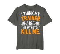 I Think My Trainer is Trying to Kill Me T-Shirt, Men's Big and Tall, Asphalt Grey, 5X Tall