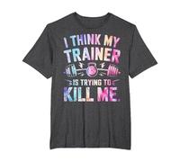 I Think My Trainer is Trying to Kill Me T-Shirt, Men's Big and Tall, Dark Heather Grey, 3X Tall