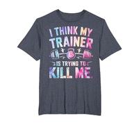 I Think My Trainer is Trying to Kill Me T-Shirt, Men's Big and Tall, Heather Blue, 6X Tall
