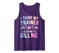 I Think My Trainer is Trying to Kill Me Tank Top, Men, Purple, XX-Large
