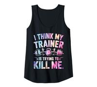 I Think My Trainer is Trying to Kill Me Tank Top, Women, Black, Large