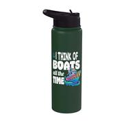 I Think of Boats All The Time Maritime Summer Theme Kids Stainless Steel Insulated Water Bottle