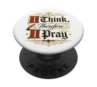 I Think Therefore I Pray Christian Faith Prayer Design PopSockets Adhesive PopGrip