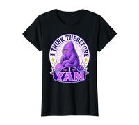 I Think Therefore I Yam Ube Pun Purple Yam Dad Joke Value Graphic T-Shirt, Women, Black, M