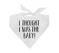 I Thought I was The Baby Dog Bandana | 100% Cotton Adjustable Triangle | Made in USA | New Baby | Pregnancy Announcement Photoshoot Prop | Gender Reveal | |White, One Size (1235)
