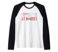 I Throw Stones At Houses Funny Curling Raglan Baseball Tee