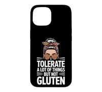 I Tolerate A Lot Of Things But Not Gluten Leopard Messy Bun Case for iPhone 15