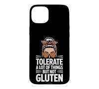 I Tolerate A Lot Of Things But Not Gluten Leopard Messy Bun Case for iPhone 15 Plus