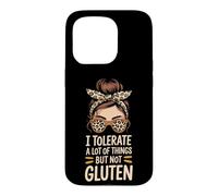 I Tolerate A Lot Of Things But Not Gluten Leopard Messy Bun Case for iPhone 15 Pro