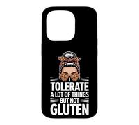 I Tolerate A Lot Of Things But Not Gluten Leopard Messy Bun Case for iPhone 15 Pro
