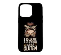 I Tolerate A Lot Of Things But Not Gluten Leopard Messy Bun Case for iPhone 15 Pro Max