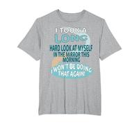 I Took Long Hard Look at Myself in Mirror Funny Quote Senior T-Shirt, Men's Big and Tall, Heather Grey, 3X Tall