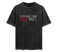 I Took The Red Pill Men's Summer Casual Wash Tee Tops Size M