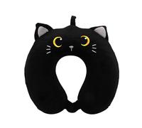 I-TOTAL® - Animal Shaped Travel Pillow/Soft Neck Travel Pillow for Neck Support/Funny Travel Pillows (Black Cat)