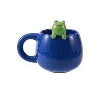 I-TOTAL® - Ceramic Mug with Ceramic Animal on The Edge, Tea or Coffee Mug 450 ml (Froggy)