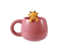 I-TOTAL® - Ceramic Mug with Ceramic Animal on The Edge, Tea or Coffee Mug 450 ml (Giraffe)