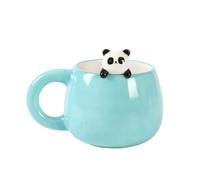 I-TOTAL® - Ceramic Mug with Ceramic Animal on The Edge, Tea or Coffee Mug 450 ml (PANDASTIC)