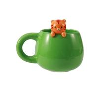 I-TOTAL® - Ceramic Mug with Ceramic Animal on the Edge, Tea or Coffee Mug 450 ml (Tiger)