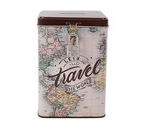 I-TOTAL® - Fun MONEY BANK with padlock and keys/Metal coin purse with closure (OLD MAP)