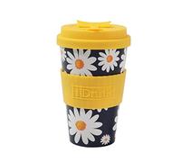I-TOTAL IDRINK® - RPET Coffee Mug with openable Silicone Cap, Easy to Carry 435ml, Recycled Plastic Takeaway Mug 8.7 x 8.7 x 15cm Ergonomic 435ml (Daisy)