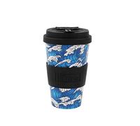 I-TOTAL IDRINK® - RPET Coffee Mug with openable Silicone Cap, Easy to Carry 435ml, Recycled Plastic Takeaway Mug 8.7 x 8.7 x 15cm Ergonomic 435ml (Wave)