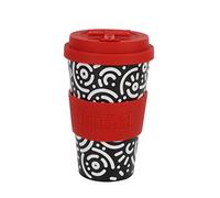 I-TOTAL IDRINK® - RPET Coffee Mug with openable Silicone Cap, Easy to Carry 435ml, Recycled Plastic Takeaway Mug 8.7 x 8.7 x 15cm Ergonomic 435ml (Geometric)