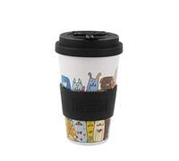 I-TOTAL IDRINK® - RPET Coffee Mug with openable Silicone Cap, Easy to Carry 435ml, Recycled Plastic Takeaway Mug 8.7 x 8.7 x 15cm Ergonomic 435ml (Stay Pawsitive)